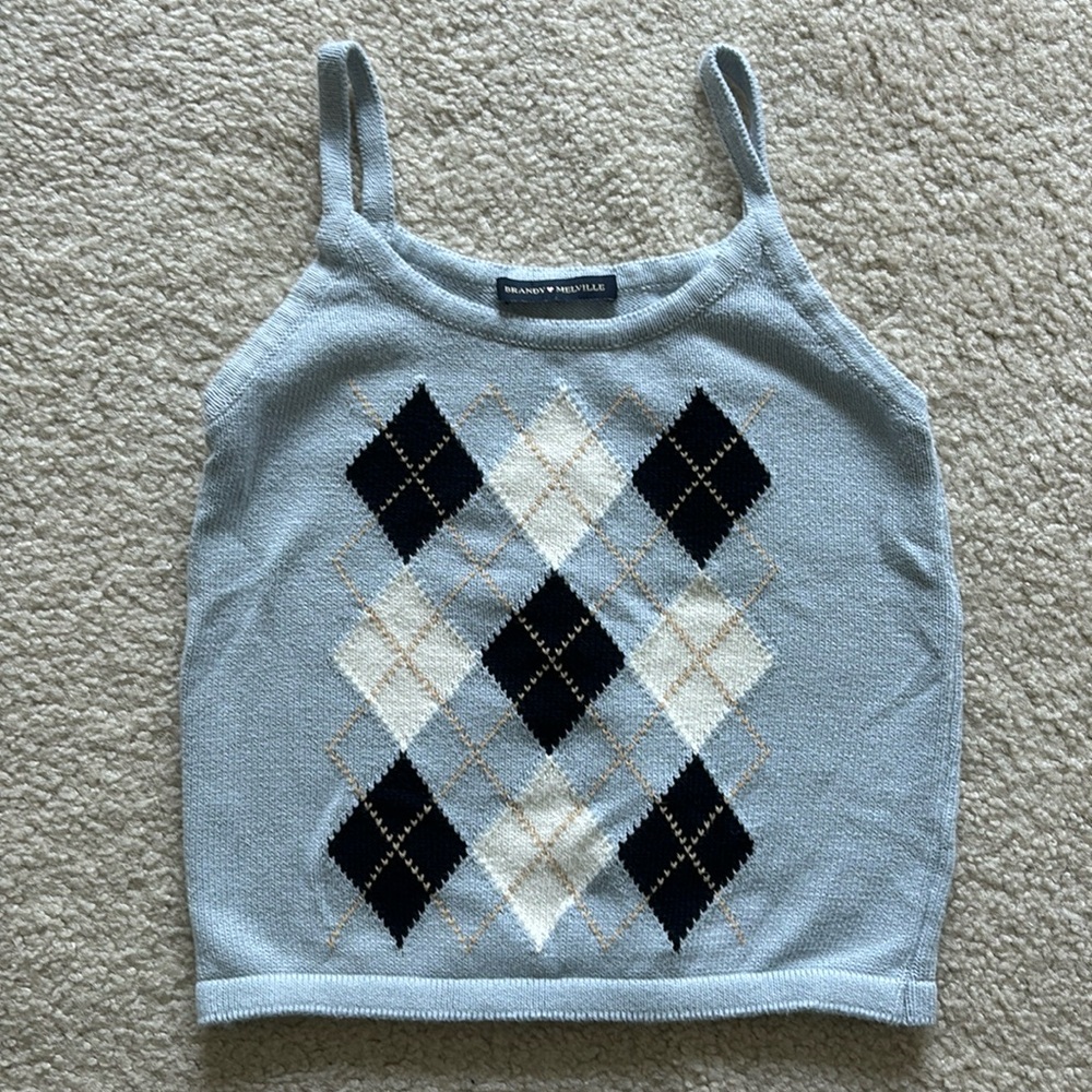 Brandy Melville Checkered Sweater Tank Top